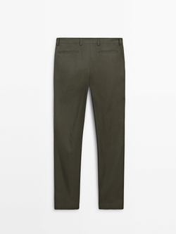 Massimo Dutti Зауженные брюки из 100% хлопка, зеленый