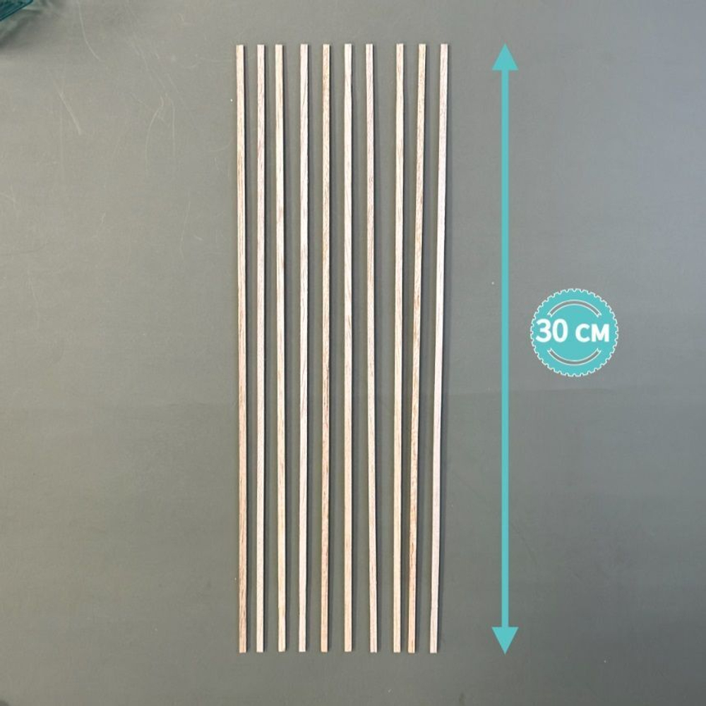 Дощечка палочки для моделирования Бальза 3мм* 3мм* 300 мм, толщина 3 мм (10 штук) /Бальса для моделирования
