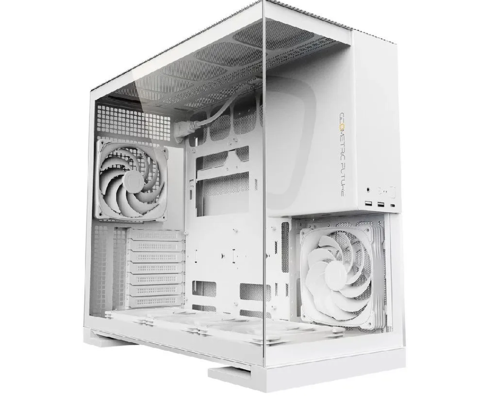 Корпус для пк белый ARGB 5x140mm E-ATX Geometric Future без БП, закаленное стекло (1AM5WKWT01100).