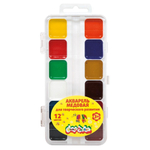 Акварель медовая, 12 цветов, без кисти, пластик (Каляка-Маляка)