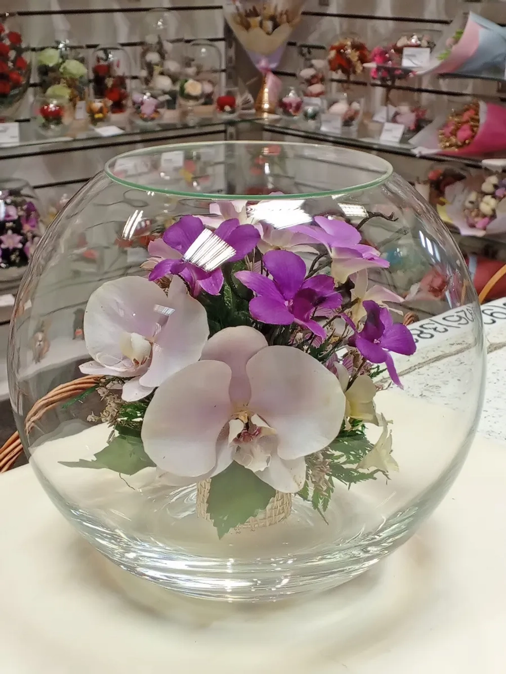 натуральные орхидеи в стекле, вакуум