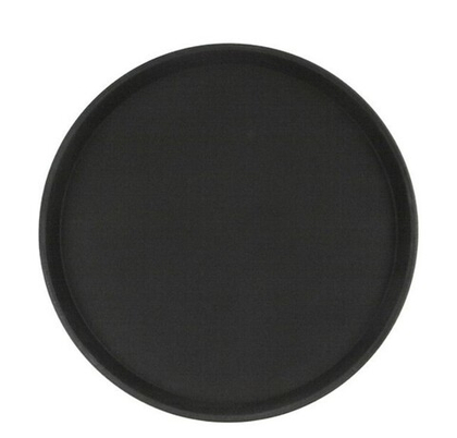 Поднос прорезиненный круглый 14'' 35см черный кт940