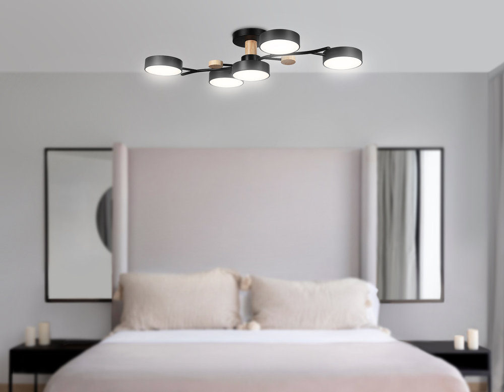 Подвесной светодиодный светильник FL4835/5 BK черный 3000K-6400K 70W 830*400*160 (ПДУ ИК)