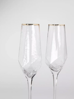 Набор бокалов для шампанского, 2шт 300мл, с золотой каймой