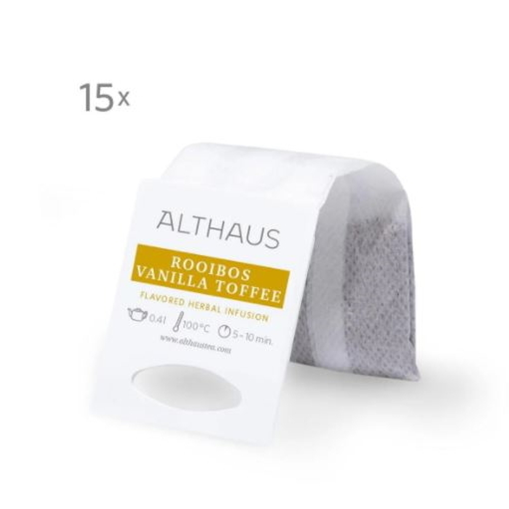 Чайный напиток травяной Althaus Rooibos Vanilla Toffee Grand Pack в пакетиках для чайника, 4гр х 15шт