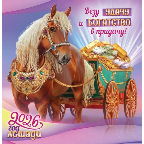 Календарь на скрепке (ПК) Символ года (коллаж). Везу удачу и богатство