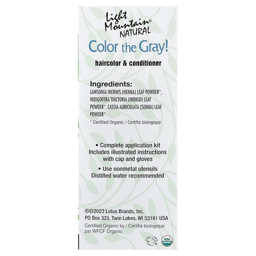 Light Mountain, Color the Gray! Натуральная краска для волос, светлый коричневый 7 унции (198 г)