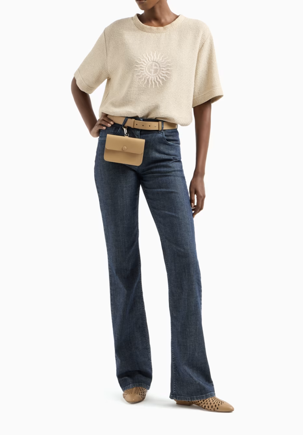 Расклешенные эластичные брюки с пятью карманами из коллекции Denim Giorgio Armani