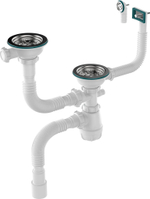 СИФОН ДЛЯ ДВОЙНЫХ РАЗНОУР. МОЕК 3 1/2Х40 AQUANT МЕТ.РЕШ П ГТ 40Х40/50