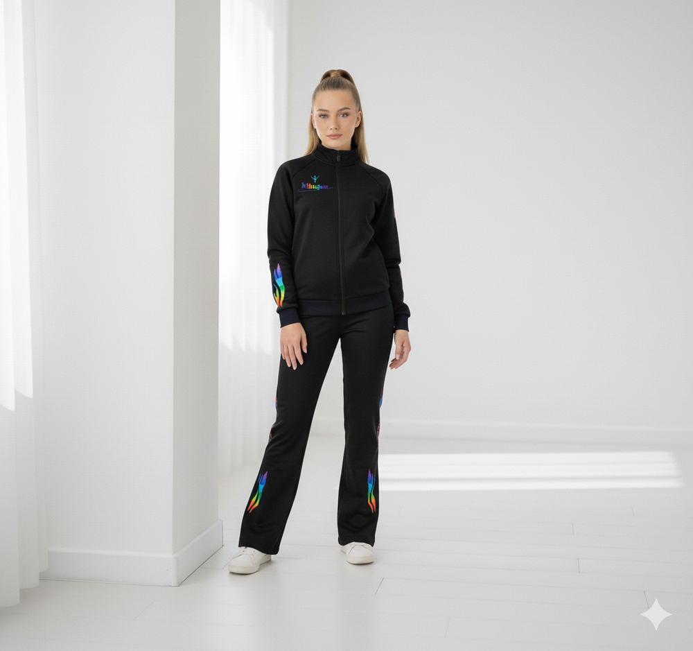 Black sports team suit with embroidery