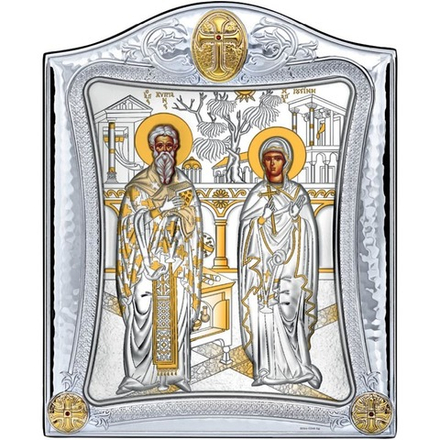 Киприан и Устинья Священномученики. Икона в серебряном окладе.
