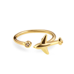 Латунное кольцо "Летящий самолёт" gold