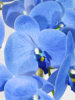 Искусственные цветы Орхидеи 3 ветки синие латекс 65см в кашпо