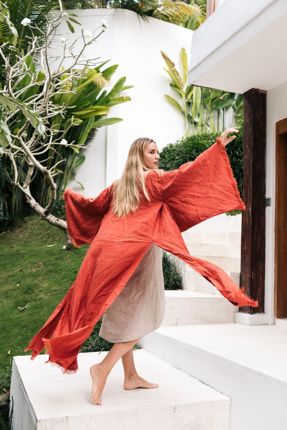 Кимоно в японском стиле (красная охра)