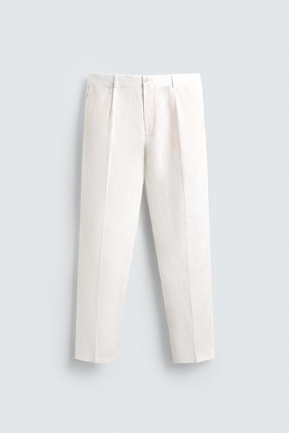 ZARA БРЮКИ КЛАССИЧЕСКОГО КРОЯ ИЗ 100% ЛЬНА, БЕЛЫЙ