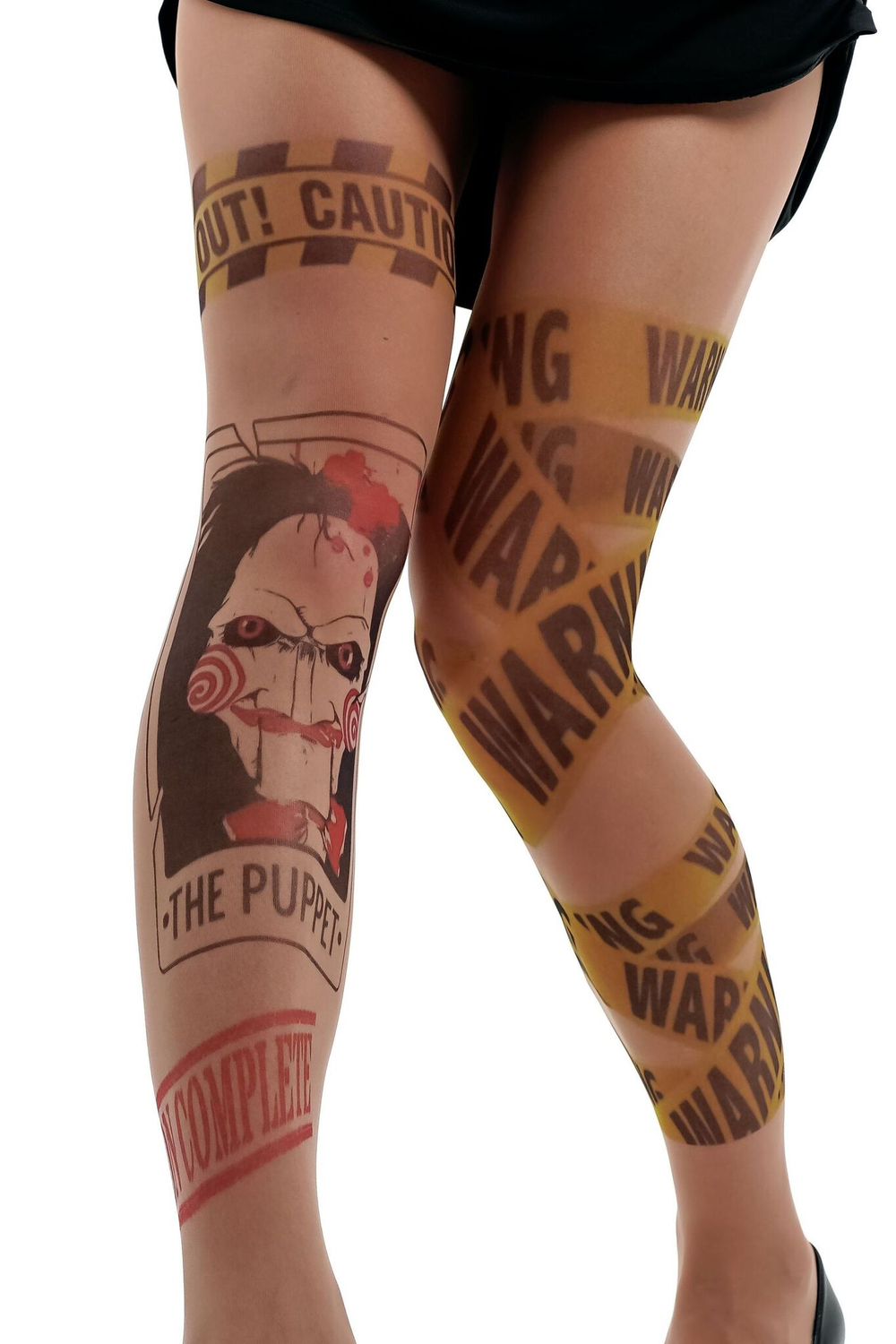 Колготки +size с принтом в виде куклы Билли (Размер: XL-XXL-XXXL) (Цвет: бежевый)