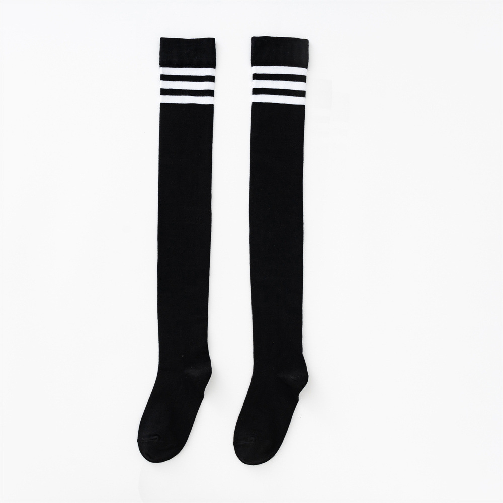 Чулки черные с полосками сверху