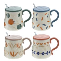 GAEM Кружка с крышкой и ложкой, 400 мл, L14 W10 H10 см, 4в.