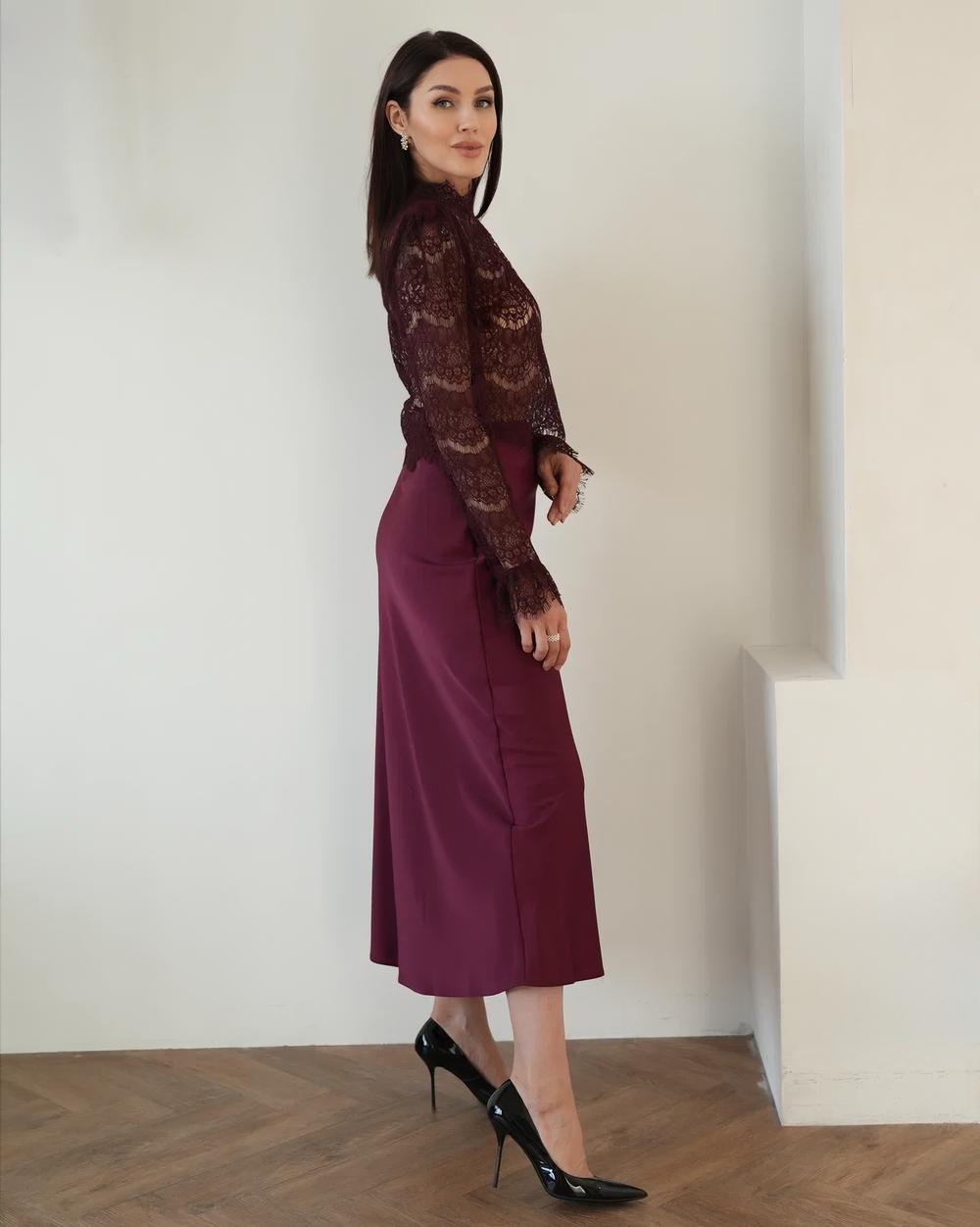 Юбка "В шелках" виная макси