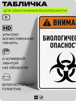 Табличка для обеспечения безопасности "Внимание биологическая опасность", для производства, предприятия, организаций, 40х30 см, Silver Plane x Айдентика Технолоджи