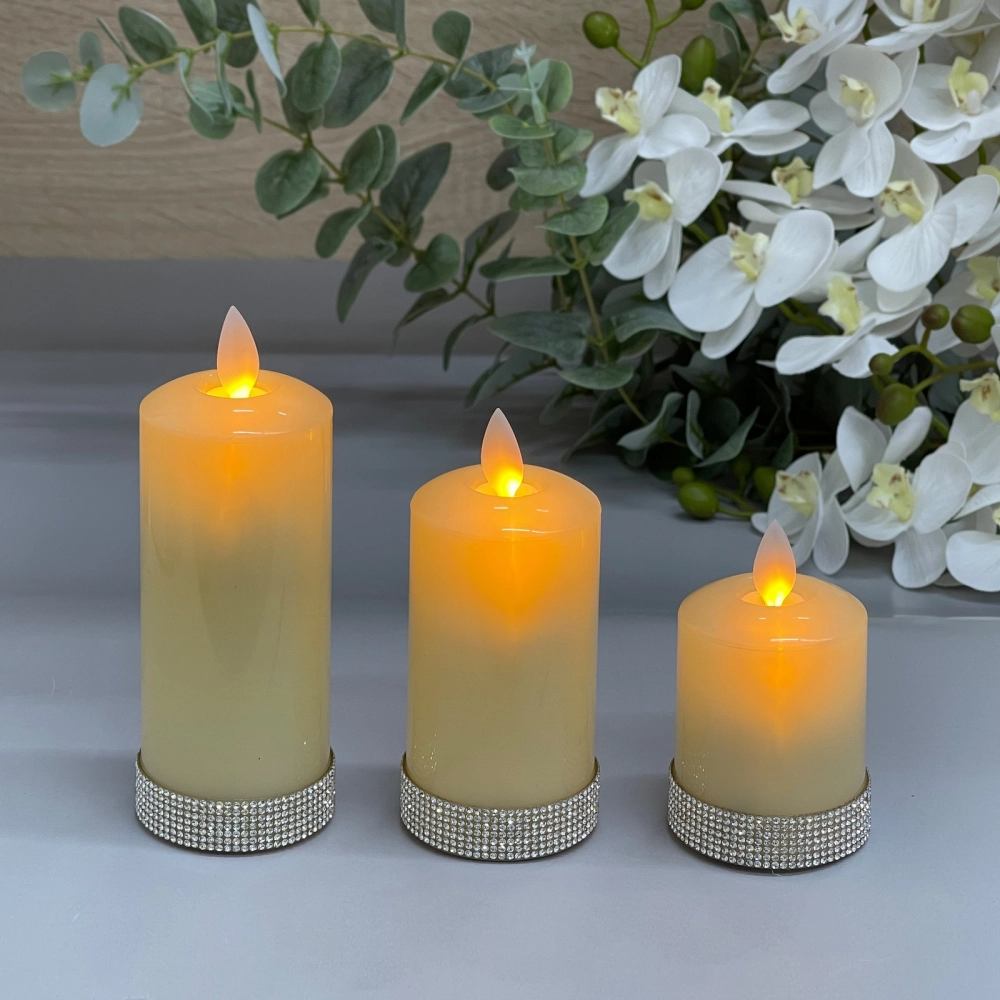 Сувенир с подсветкой «Свеча - Сияние» 5*7/9/12,5 см (набор 3 шт)