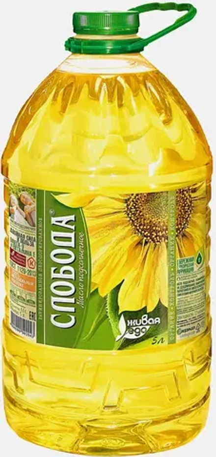 Масло подсолнечное Слобода рафинированное дезодорированное 5л