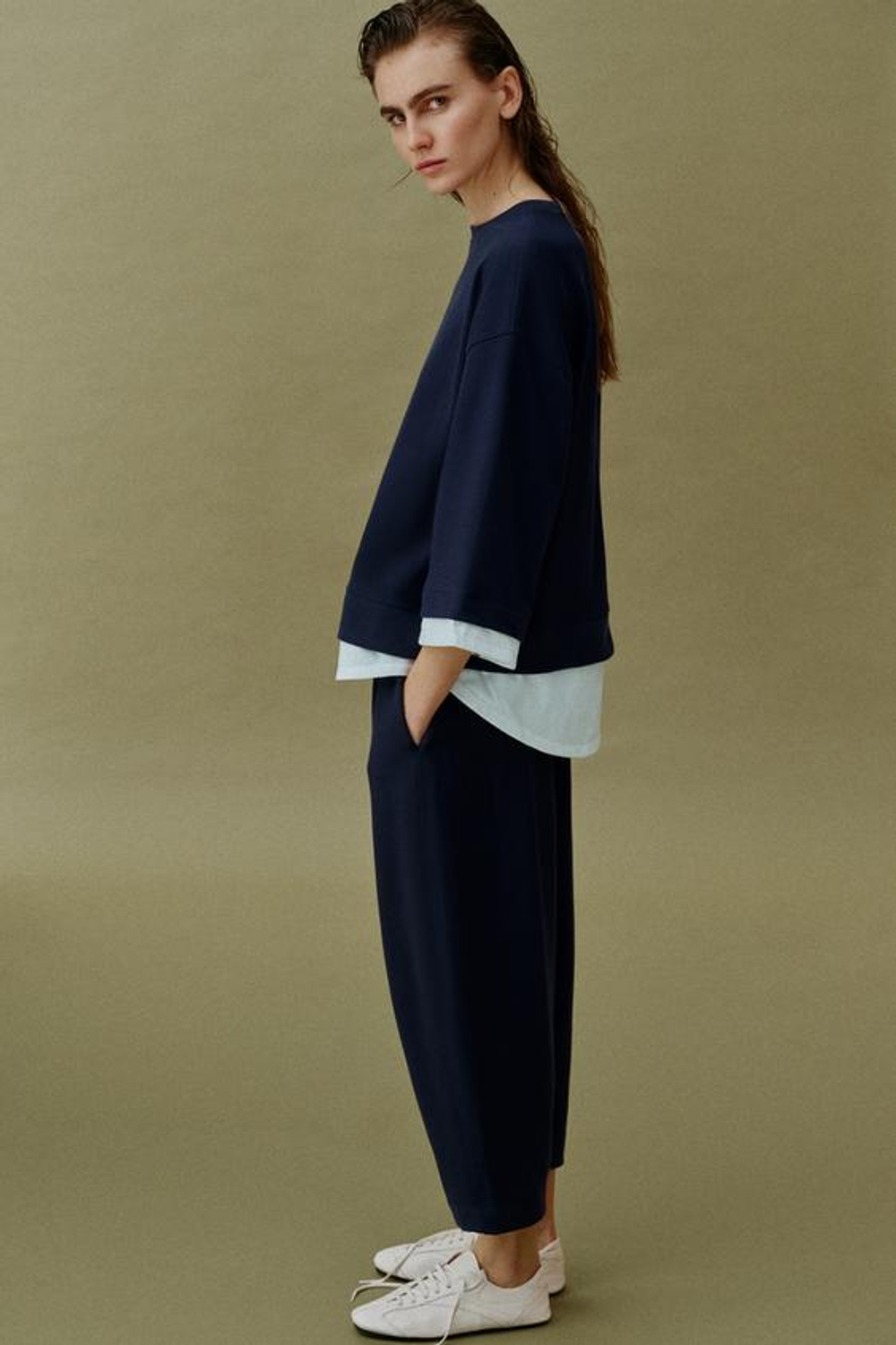 ZARA БРЮКИ BALLOON, МОРСКОЙ СИНИЙ