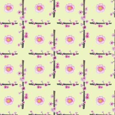 Цветочная имитация клетки, лимонный фон