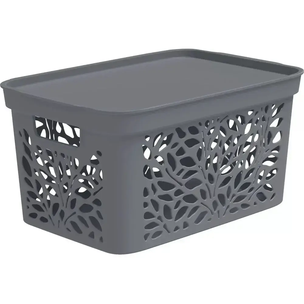 Корзина с крышкой Leaves18л 405х207мм (серый) (комплект 11 шт)