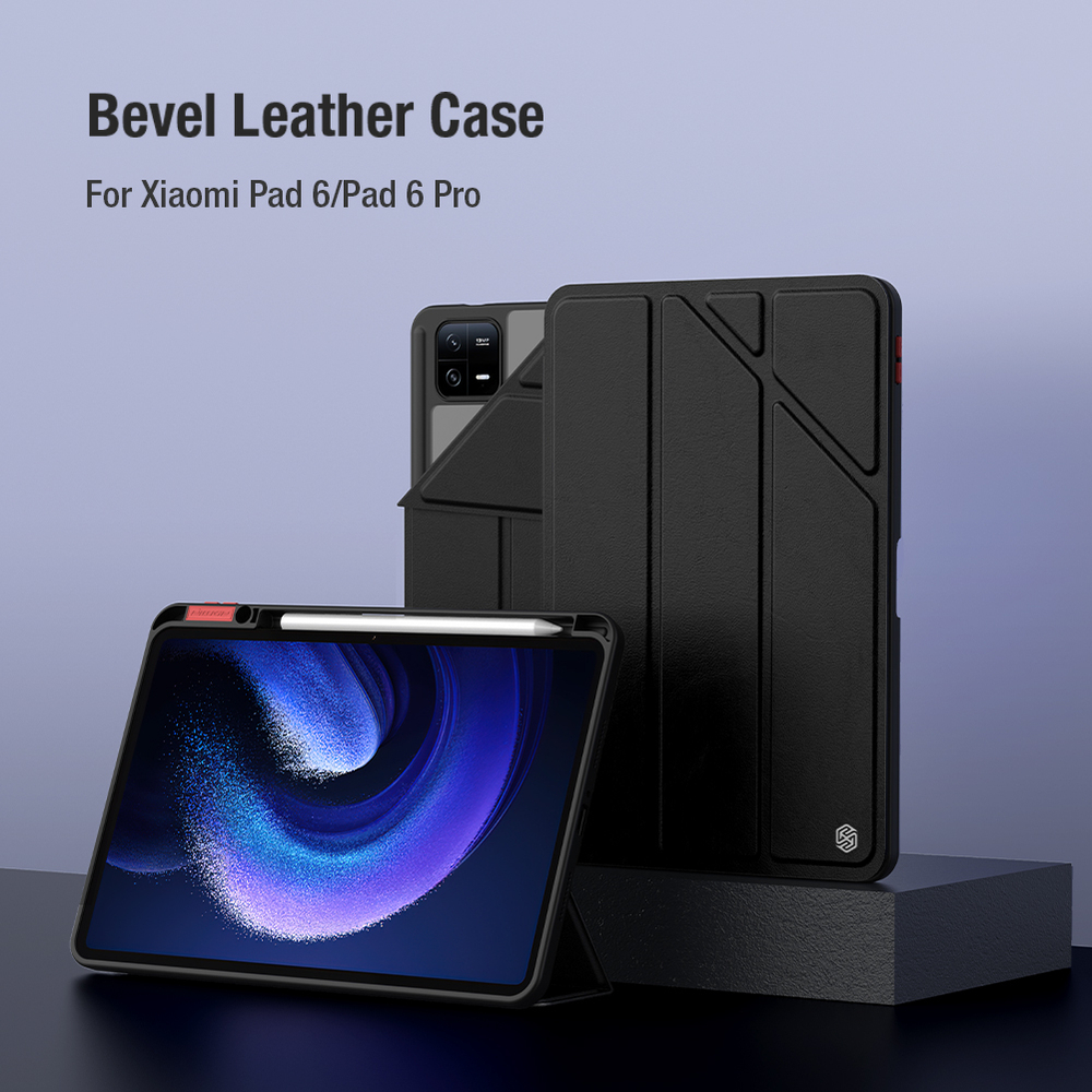Чехол книжка от Nillkin для планшета Xiaomi Pad 6 и Pad 6 Pro, серия Bevel Leather Case, функция пробуждения и сна