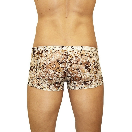 Мужские трусы боксеры бежевые с цветами Romeo Rossi Boxer RR00228