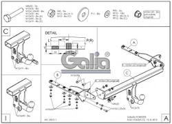 Фаркоп оцинкованный Galia S106C для Subaru Forester 2013-2018(паспорт и сертификат в комплекте)(без электрики)