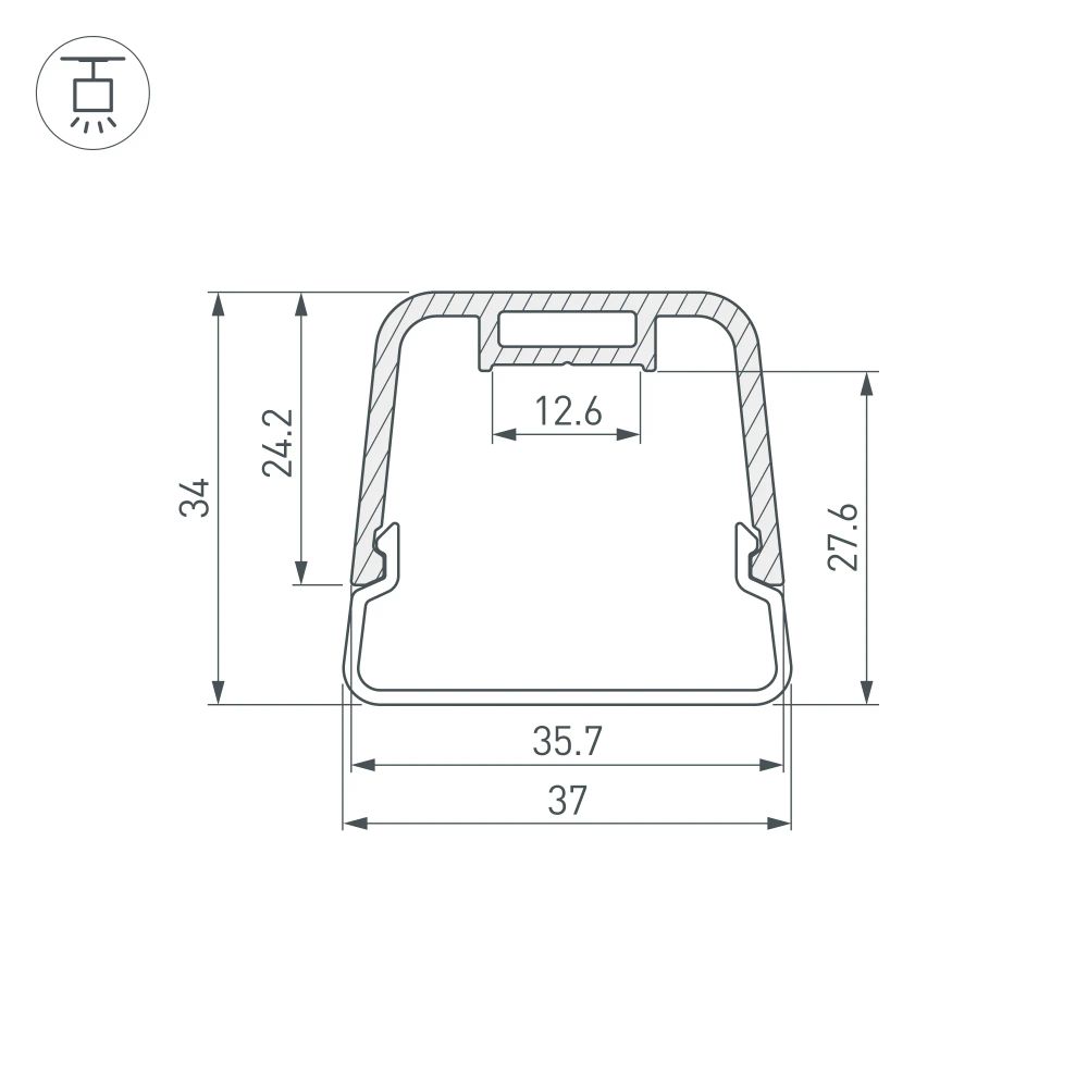 Профиль с экраном LINE-D-3734-2000 TETRA BLACK+OPAL (Arlight, Алюминий) 055072