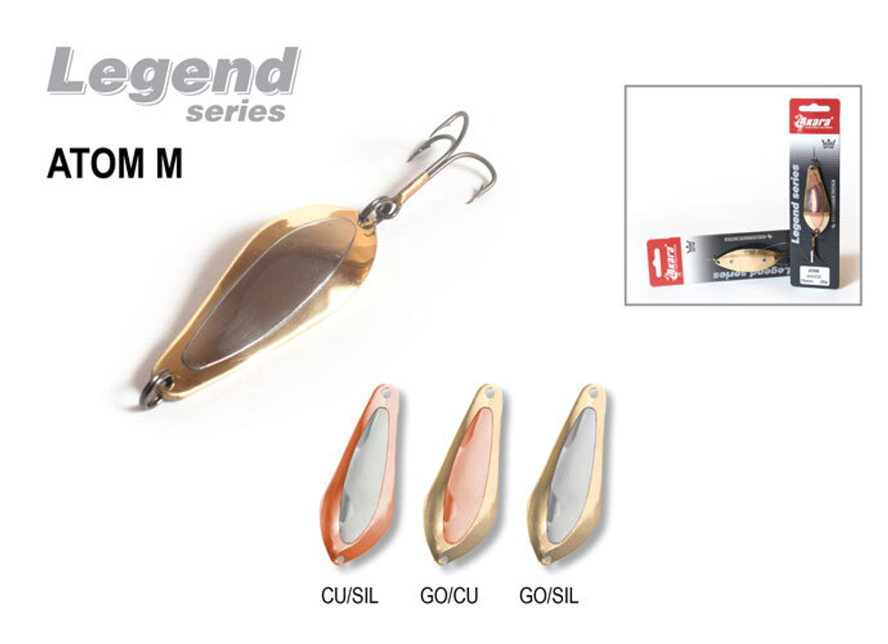 Блесна колебалка Akara Legend Atom M со вставкой 60 мм 13 гр. Go(Cu)
