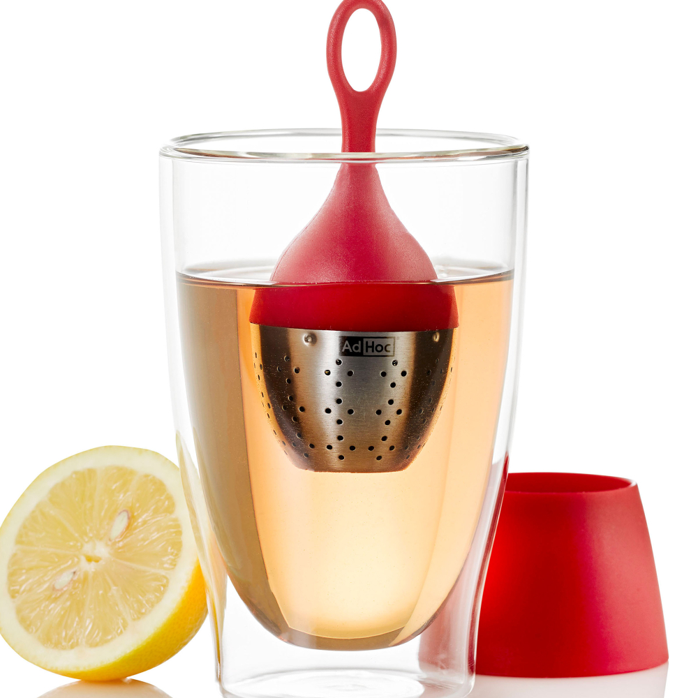 Ситечко для заваривания чая на подставке 13х4см AdHoc Floatea красное фото