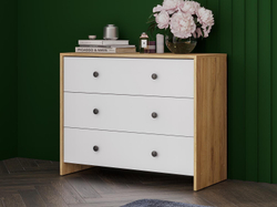 Дольче комод 3 ящика / Дуб золотой/Белый