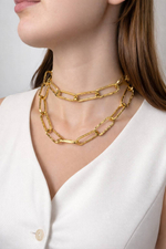 Колье "Крупная цепь" в золочении сатинированное