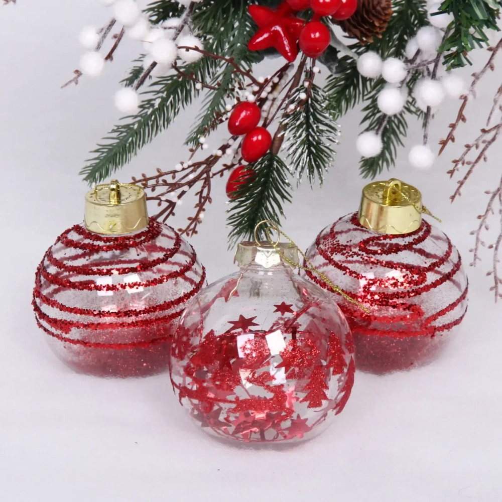 Новогодние шары 8 см (набор 3 шт) «Dream», Рубин