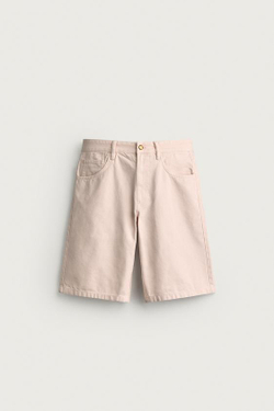 ZARA ДЖИНСОВЫЕ ШОРТЫ RELAXED FIT, РОЗОВЫЙ