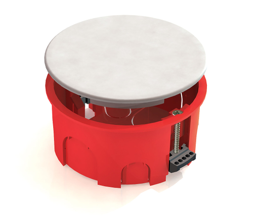 Коробка распределительная для полых стен D80х40мм с пластиковыми зажимами красная с/у