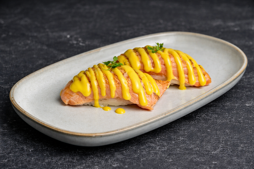 Суши с опаленным лососем (2 шт)