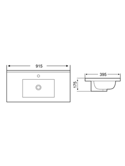 Раковина врезная (матовая черная) WeltWasser WW  DEILBACH 7517- 90 MT- BL 915х395х175