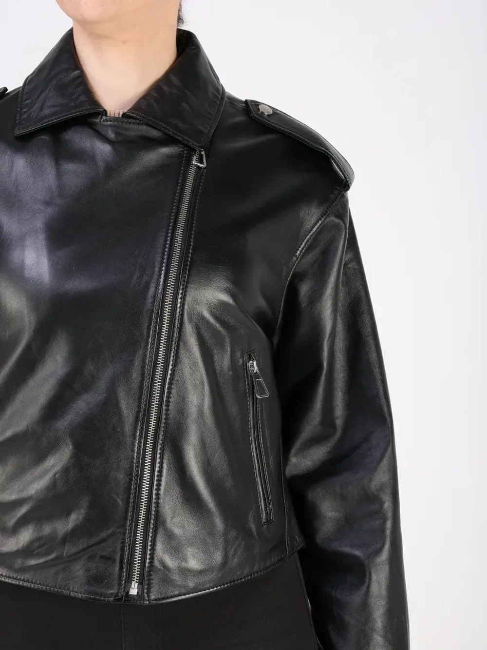 Кожаная куртка демисезонная косуха оверсайз