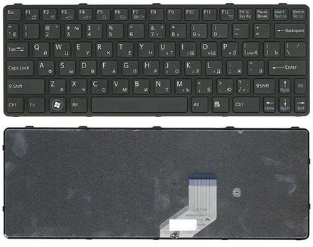 Клавиатура для ноутбука Sony Vaio E11, SVE11, SVE111 Series (Плоский Enter. черная, с черной рамкой)