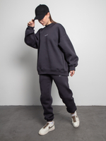 Брюки джоггеры женские графит с начесом