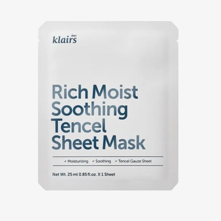 DEAR, KLAIRS Тканевая маска с церамидами KLAIRS Rich Moist Soothing Tencel Sheet Mask