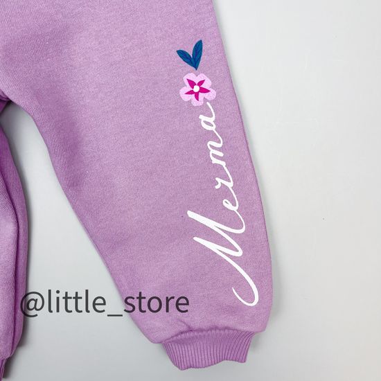 Брюки из футера с начесом, Сиреневые