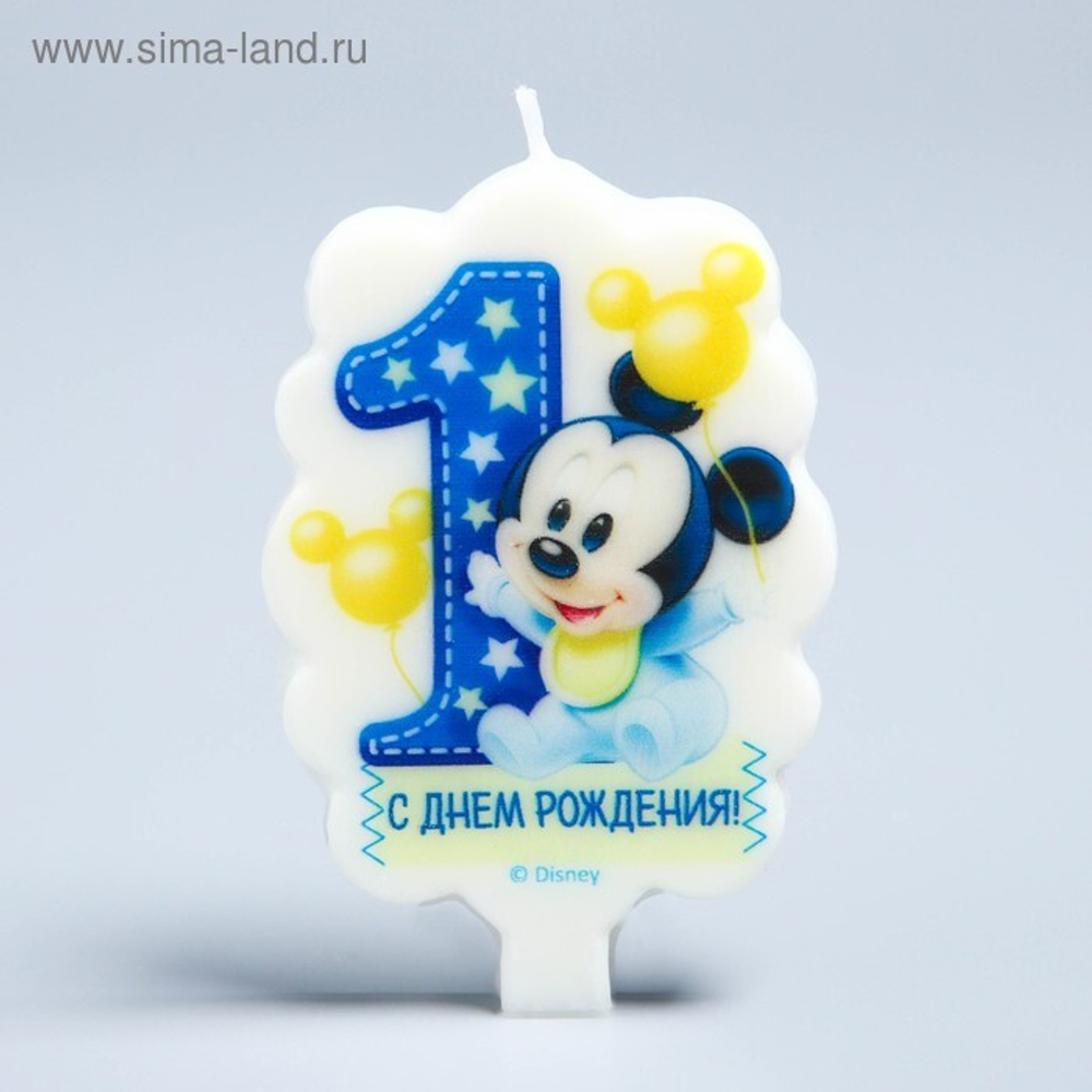 РАСПРОДАЖА Свеча в торт Дисней 1 "1 годик" Микки Маус.