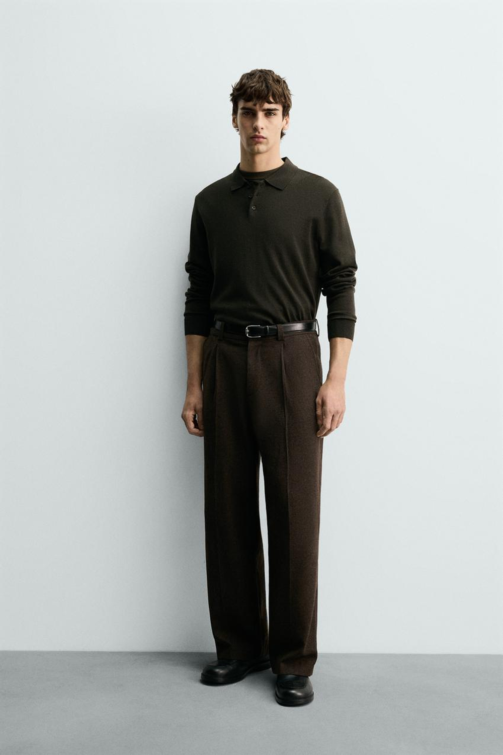 ZARA ШЕРСТЯНОЕ ПОЛО, ТЕМНЫЙ ХАКИ