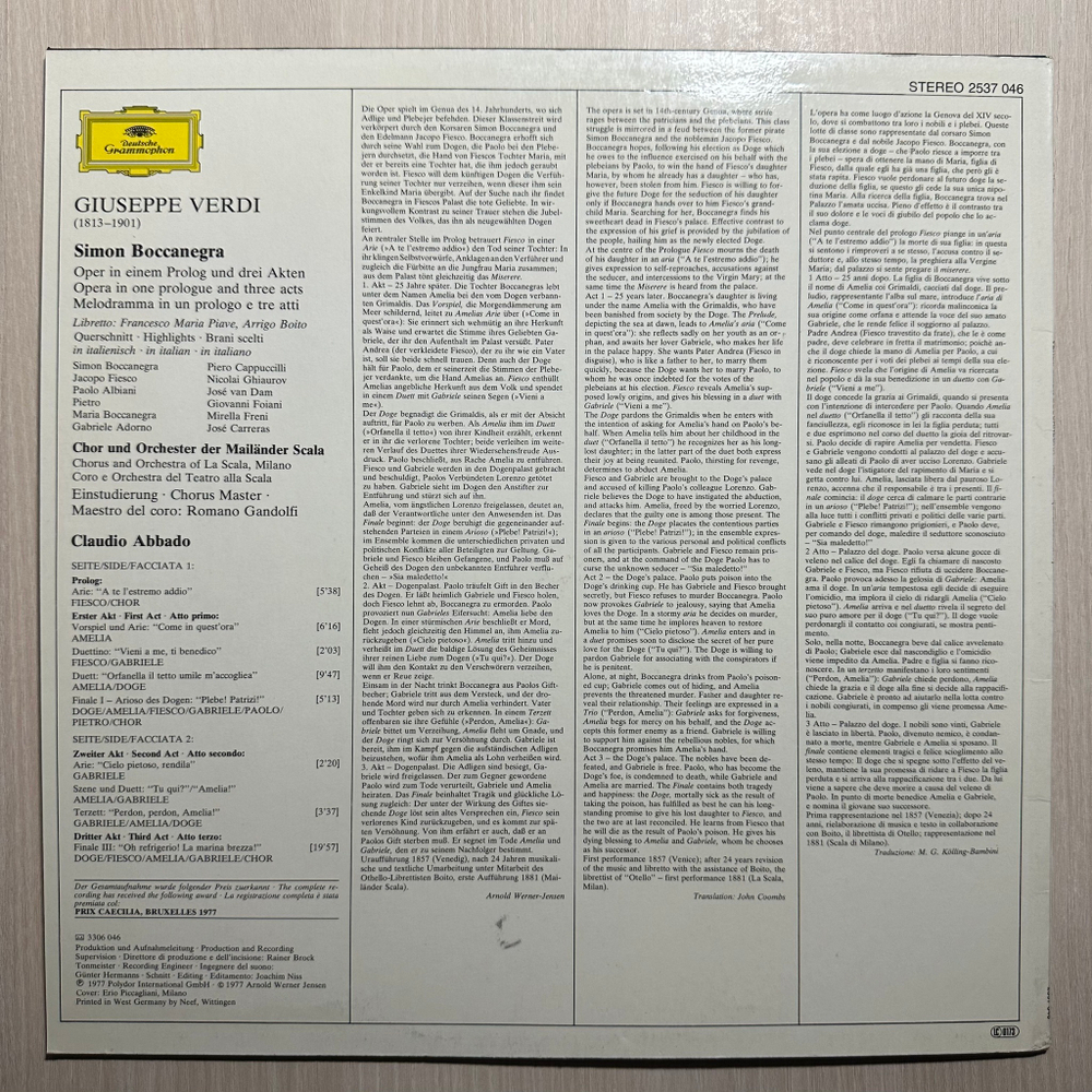 Верди - Симон Бокканегра (Германия 1977г.)